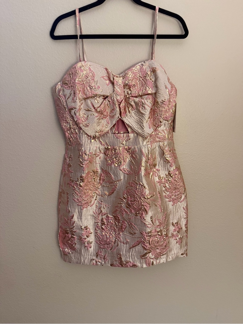 Red Dress Boutique Pink and Gold Floral Mini Dress